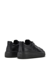 Hogan H-Stripes Sneakers In Black Sheepskin Leather