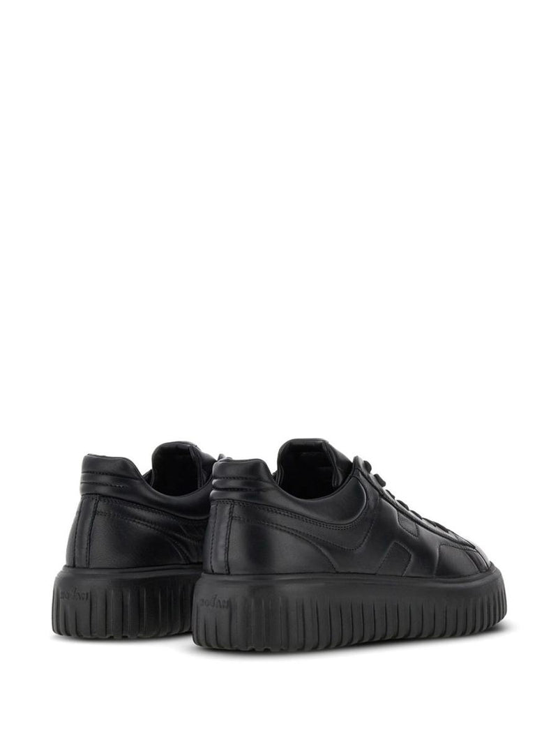 Hogan H-Stripes Sneakers In Black Sheepskin Leather