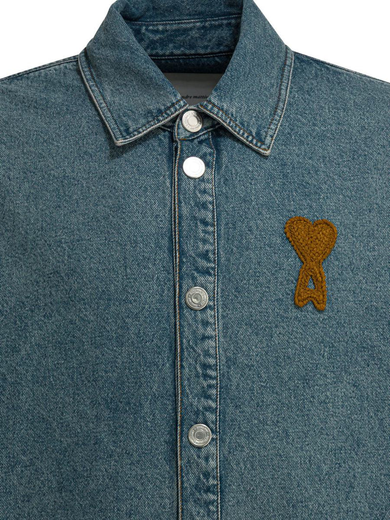 AMI Paris Denim Shirt With Logo