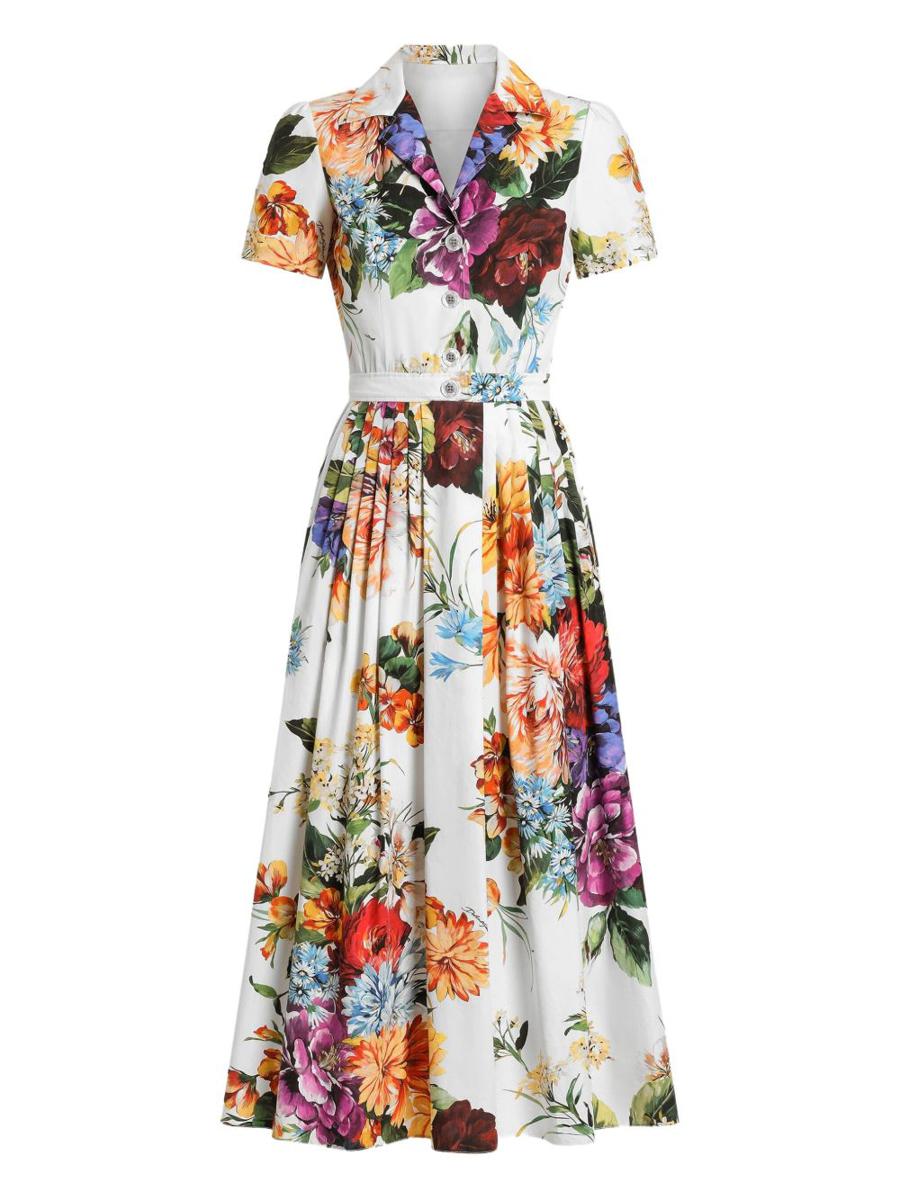 Dolce & Gabbana Midi Dress With A Floral Bouquet Print