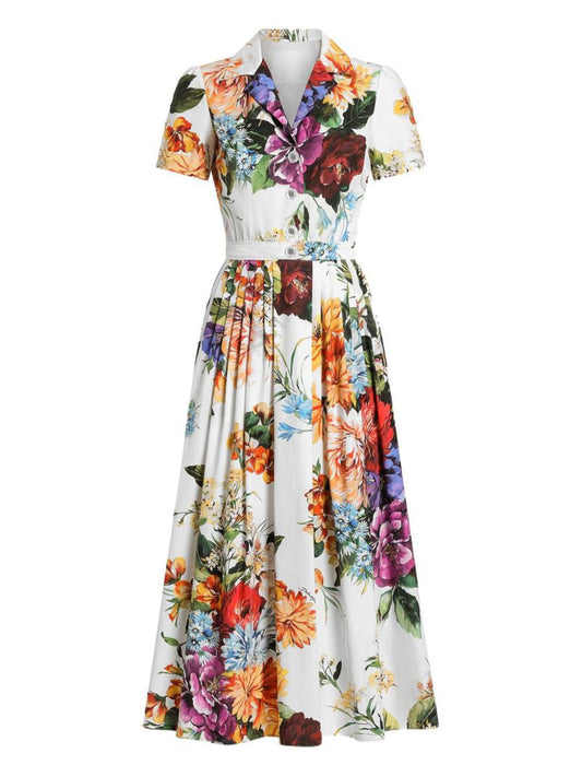 Dolce & Gabbana Midi Dress With A Floral Bouquet Print