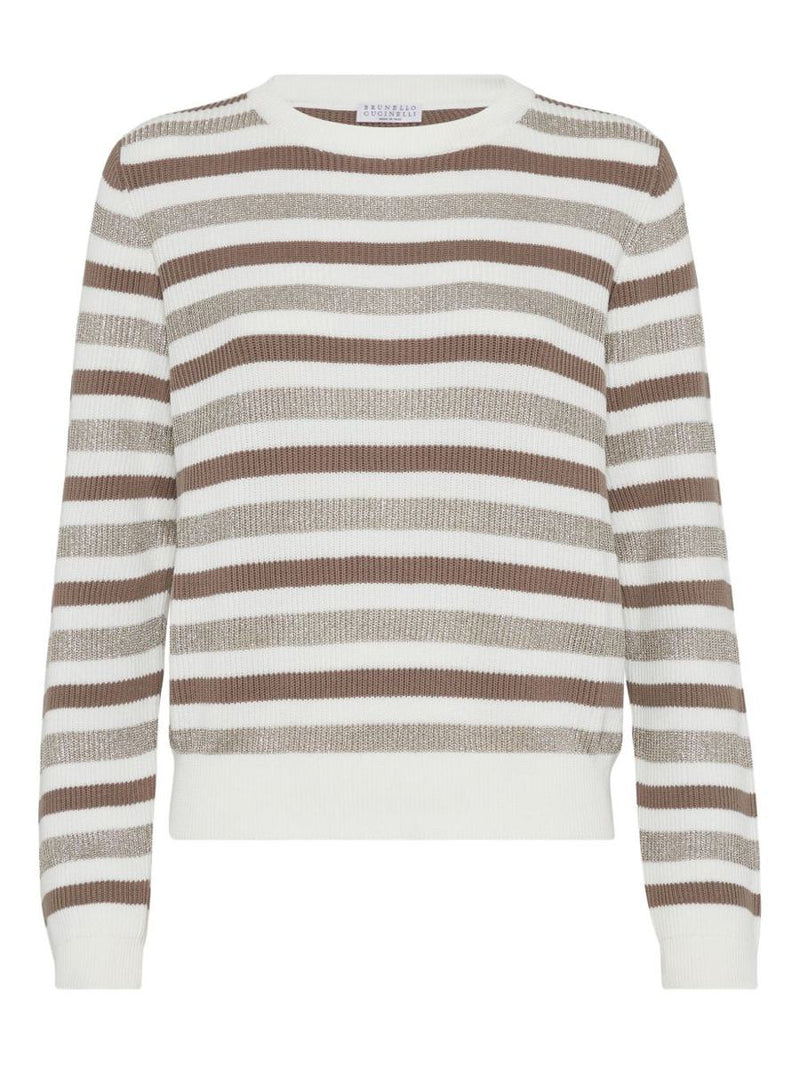 Brunello Cucinelli Striped Cotton Crewneck Sweater