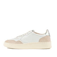 Autry Sneakers Medalist Low In Leather And Suede White And Silver