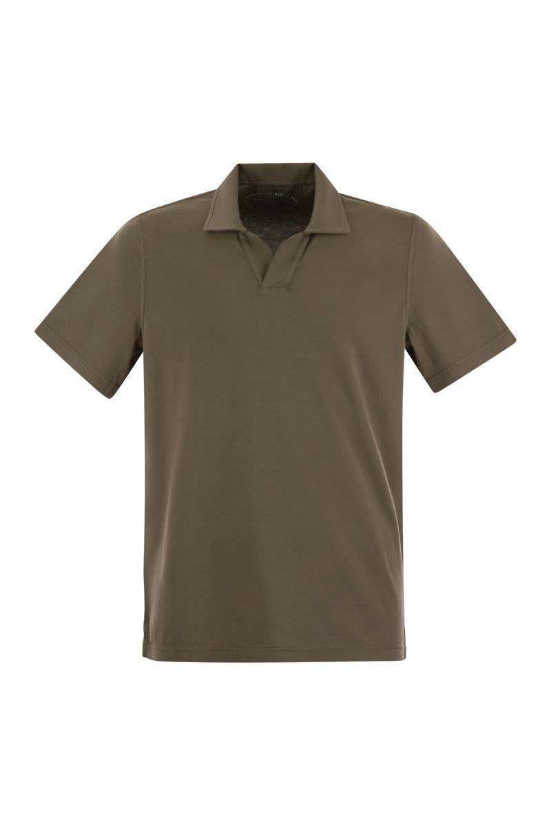 Fedeli Cotton Polo Shirt With Open Collar