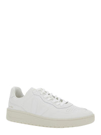 'V-90' White Sneakers With Logo Patch On The Tongue And Logo Lettering On The Heel In Leather Unisex