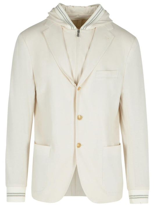 Eleventy Cream Cotton Blazer
