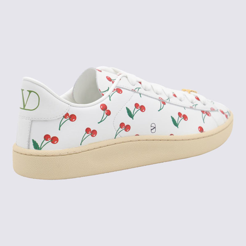 Valentino Garavani White And Red Leather Sneakers