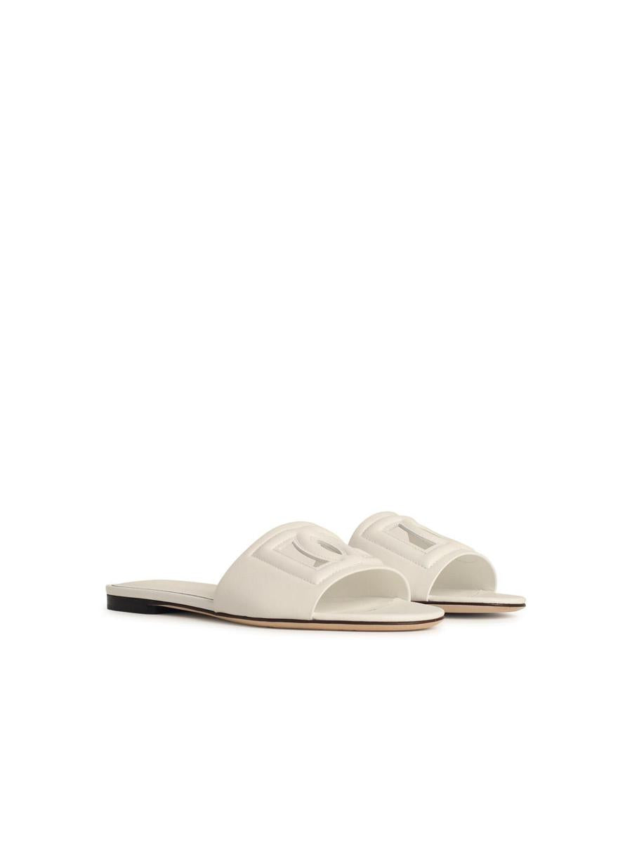 Dolce & Gabbana White Leather Slippers