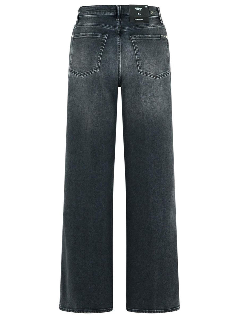 7 For All Mankind Black Cotton Blend Jeans
