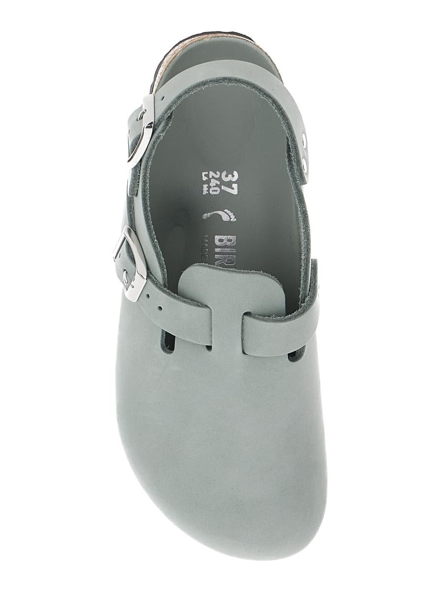 'Tokio' Light Blue Mules With Buckles On The Front And Back In Leather Woman