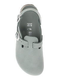 'Tokio' Light Blue Mules With Buckles On The Front And Back In Leather Woman