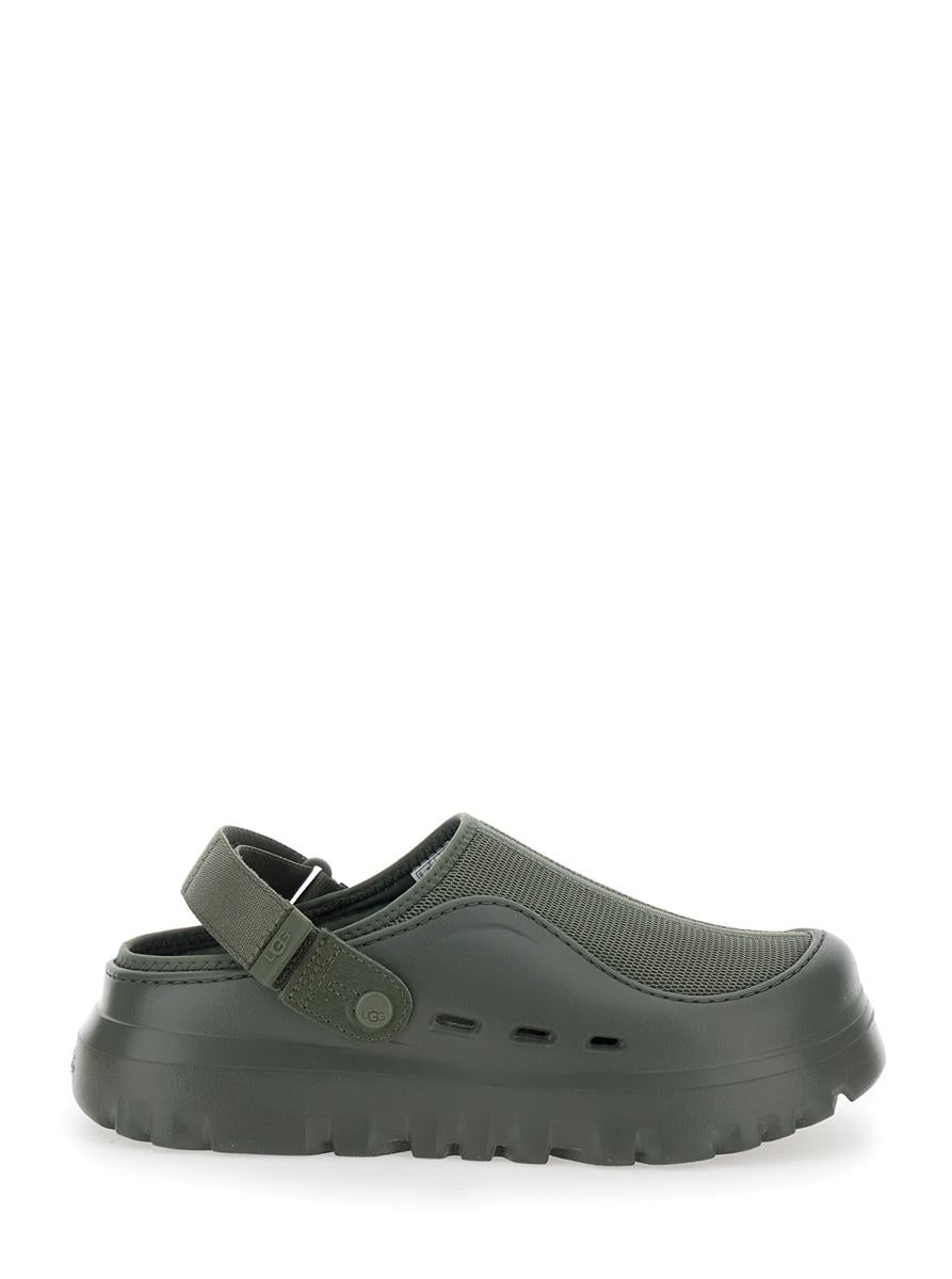 'Peakmod' Green Mules With Adjustable Strap And Lug Sole In Tech Fabric Man