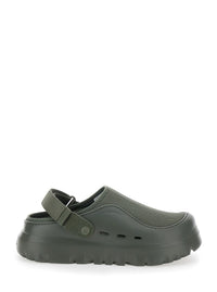 'Peakmod' Green Mules With Adjustable Strap And Lug Sole In Tech Fabric Man