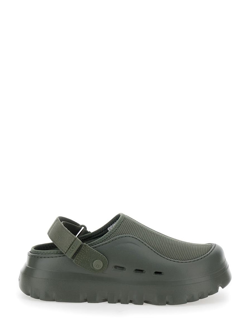 'Peakmod' Green Mules With Adjustable Strap And Lug Sole In Tech Fabric Man