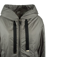 Max Mara Ice Gray Padded Drip-Proof Canvas Jacket With Hood