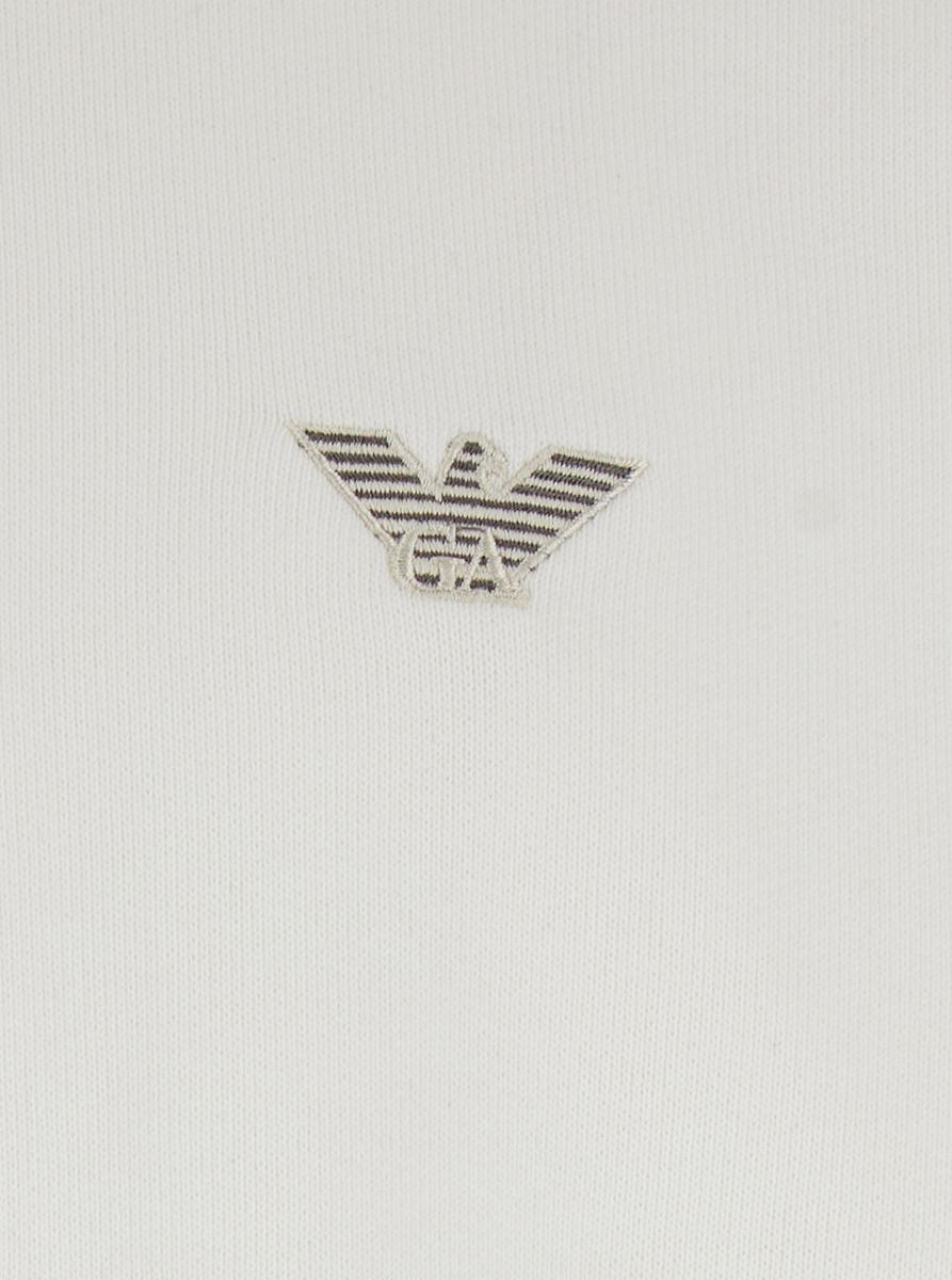 White Sweatshirt With Polo Shirt Style Collar And Logo Embroidery On The Front In Cotton Man