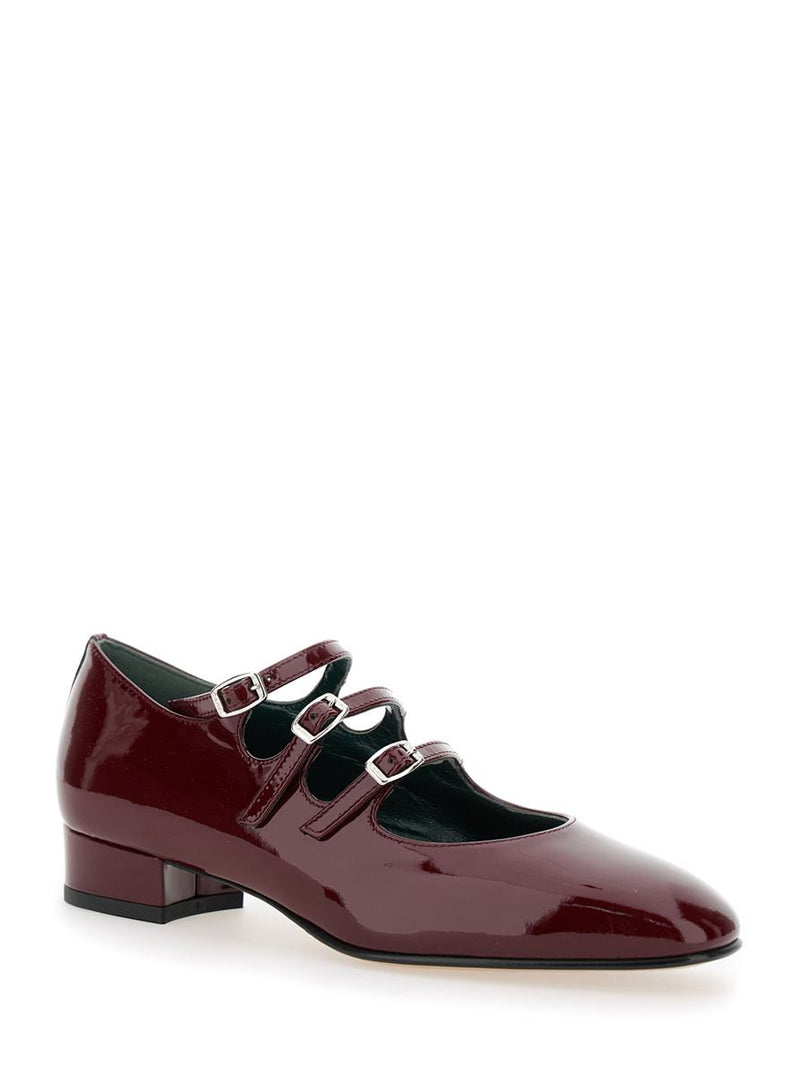 'Ariana' Bordeaux Pumps With Buckle Strap Closure In Patent Leather Woman