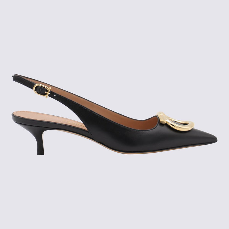 Salvatore Ferragamo Black Leather Sara 40 Pumps