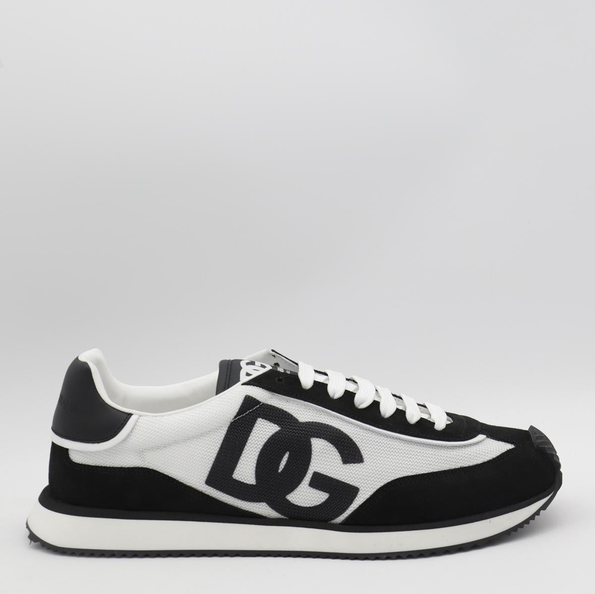 Dolce & Gabbana White And Black Leather Sneakers