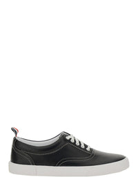 'Heritage' Black Sneakers With Logo Tab On Heel In Leather Man