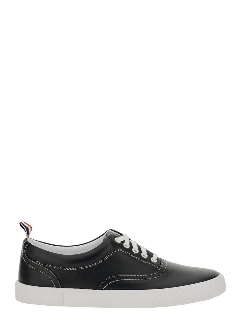 'Heritage' Black Sneakers With Logo Tab On Heel In Leather Man