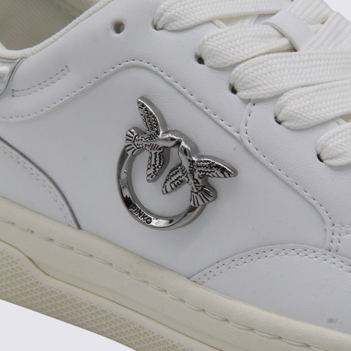 Pinko White And Silver Sneakers