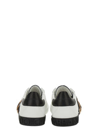 White Low Top Sneaker With Animal-Motif Logo In Leather Woman