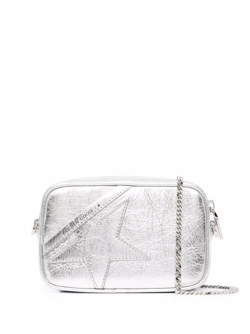 Golden Goose Mini Star In Silver Laminated Leather With Tone-On-Tone Star Bags