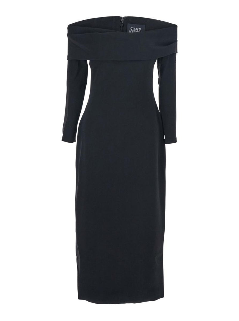 'Yuni' Black Dress With Square Neckline And Back Closure In Fabric Woman