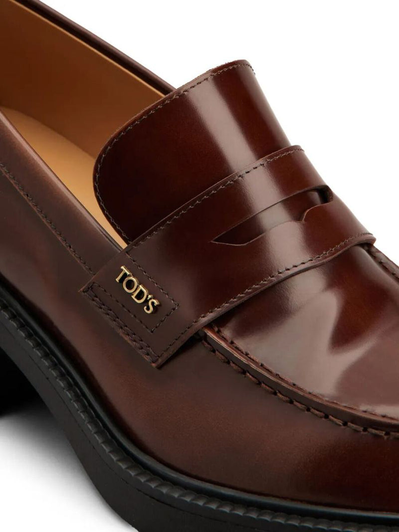 Tod'S Leather Heeled Penny Loafers Shoes