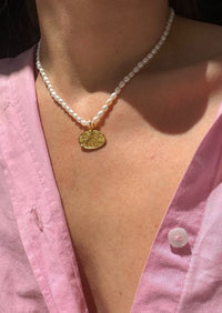 Hermina Athens Minoas Charm Oval Pearl Necklace Accessories