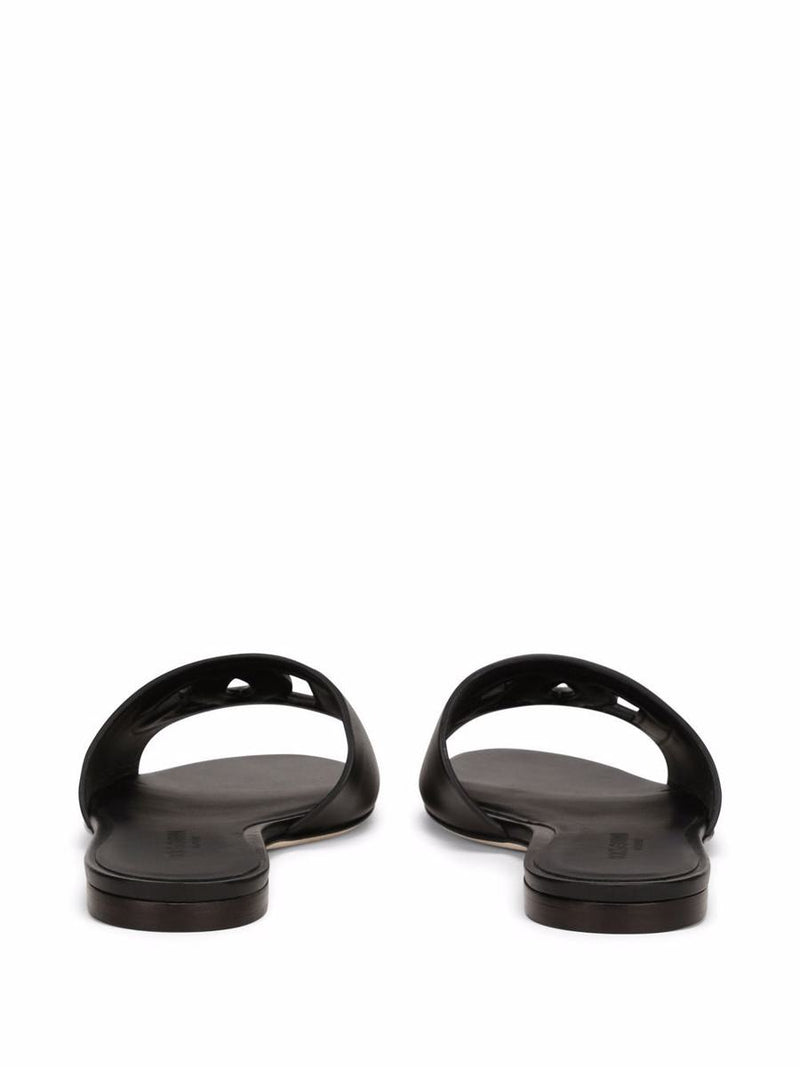 Dolce & Gabbana Black Leather Slippers
