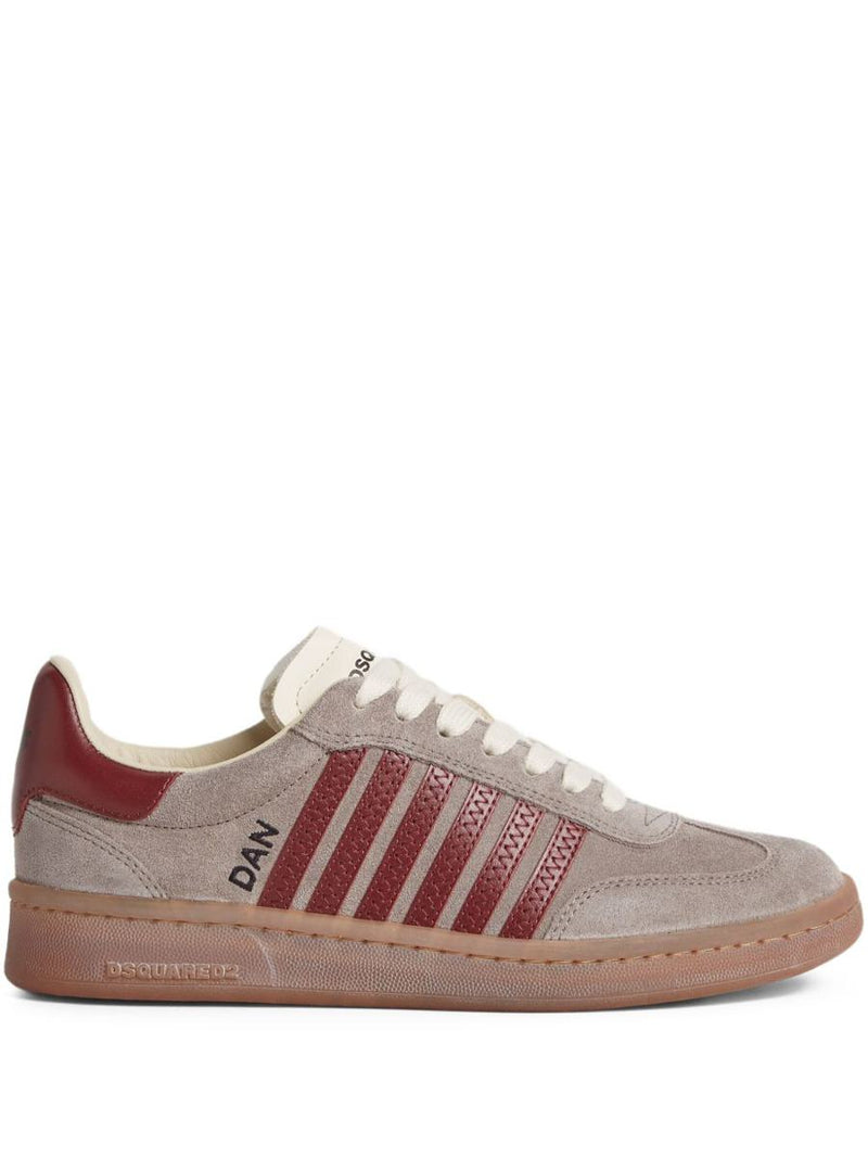 DSQUARED2 'Boxer' Sneakers In Grey And Burgundy Calfskin