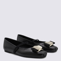 Salvatore Ferragamo Black Leather Flats