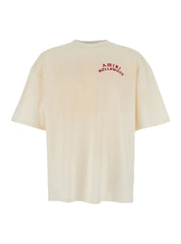 White Crewneck T-Shirt With Logo Lettering On Front And Rear In Cotton Man