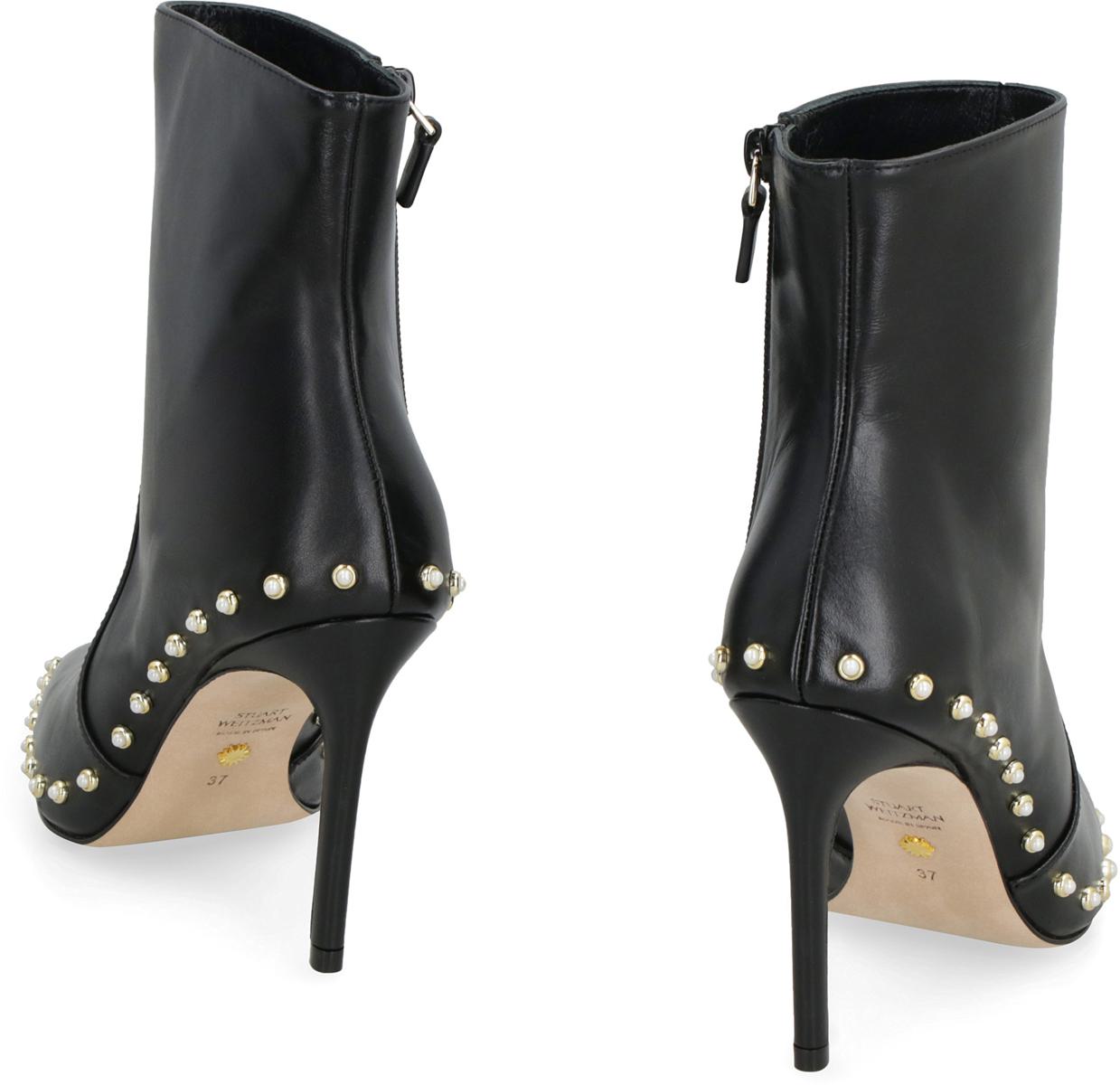 Stuart Weitzman Stuart Leather Pointy-Toe Ankle Boots