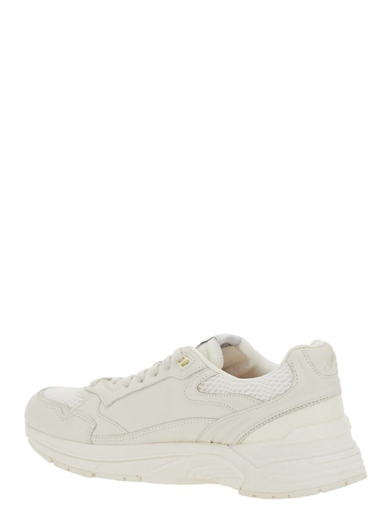 'Hyperway' White Low Top Sneakers With Logo Patch On Tongue And Side In Tech Fabric Man