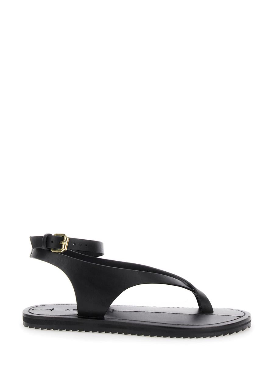 'Millar' Black Sandals With Criss-Crossed Straps And Buckle Closure In Leather Woman