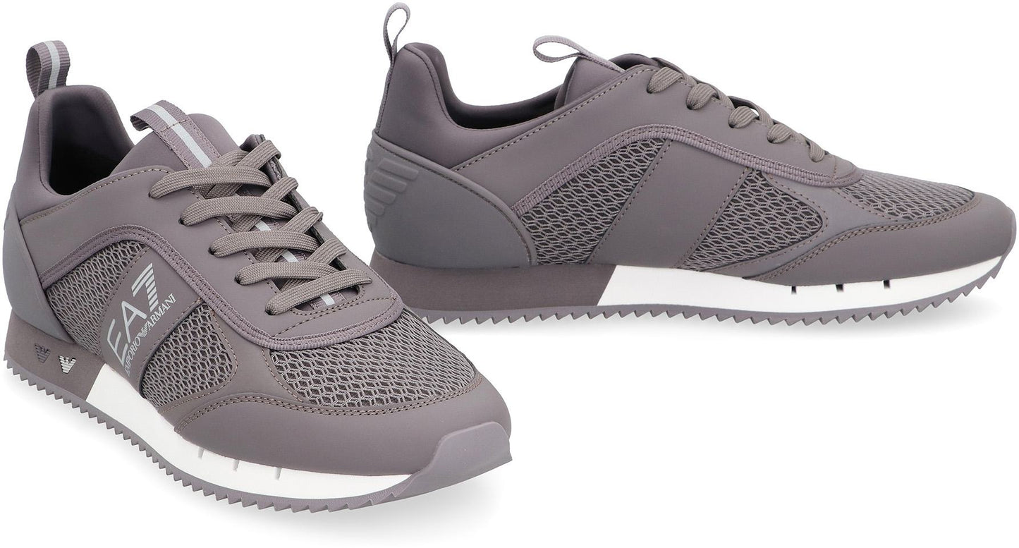 Ea7 Emporio Armani Mesh And Vegan Leather Low-Top Sneakers
