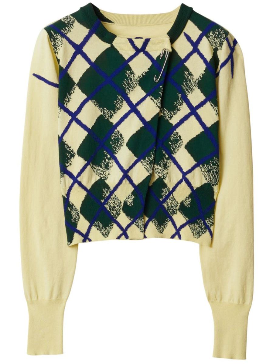 Burberry Argyle-Intarsia Cropped Cotton Jumper