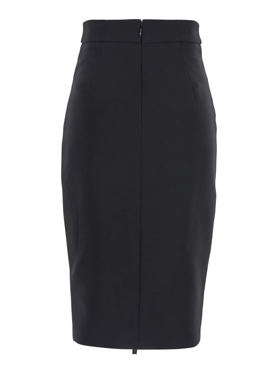 Black Skirt With Zip Fastening In Fabric Woman