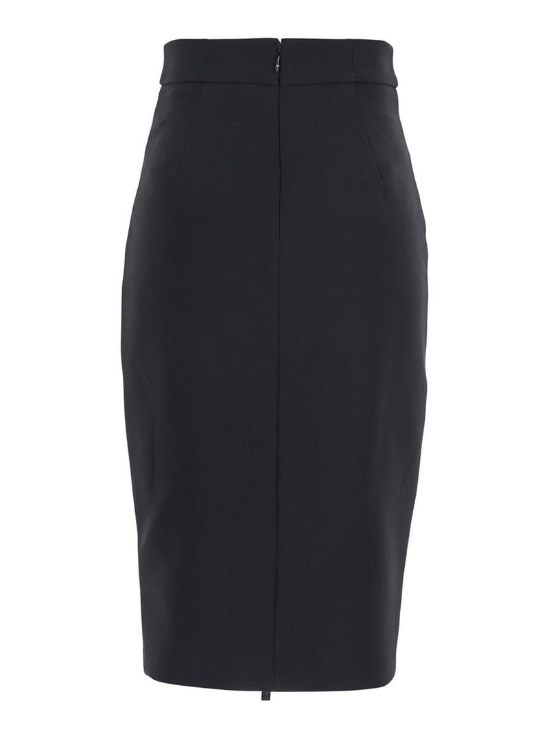 Black Skirt With Zip Fastening In Fabric Woman