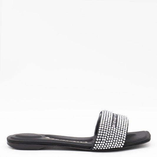 Alexander Wang Black And Silver Leather Sandals