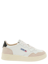 'Medalist' White Low Top Sneakers With Beige Suede Details In Leather Man