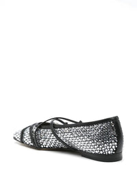 Mach & Mach Crystal Net Square Toe Ballerinas With Straps 10Mm Shoes