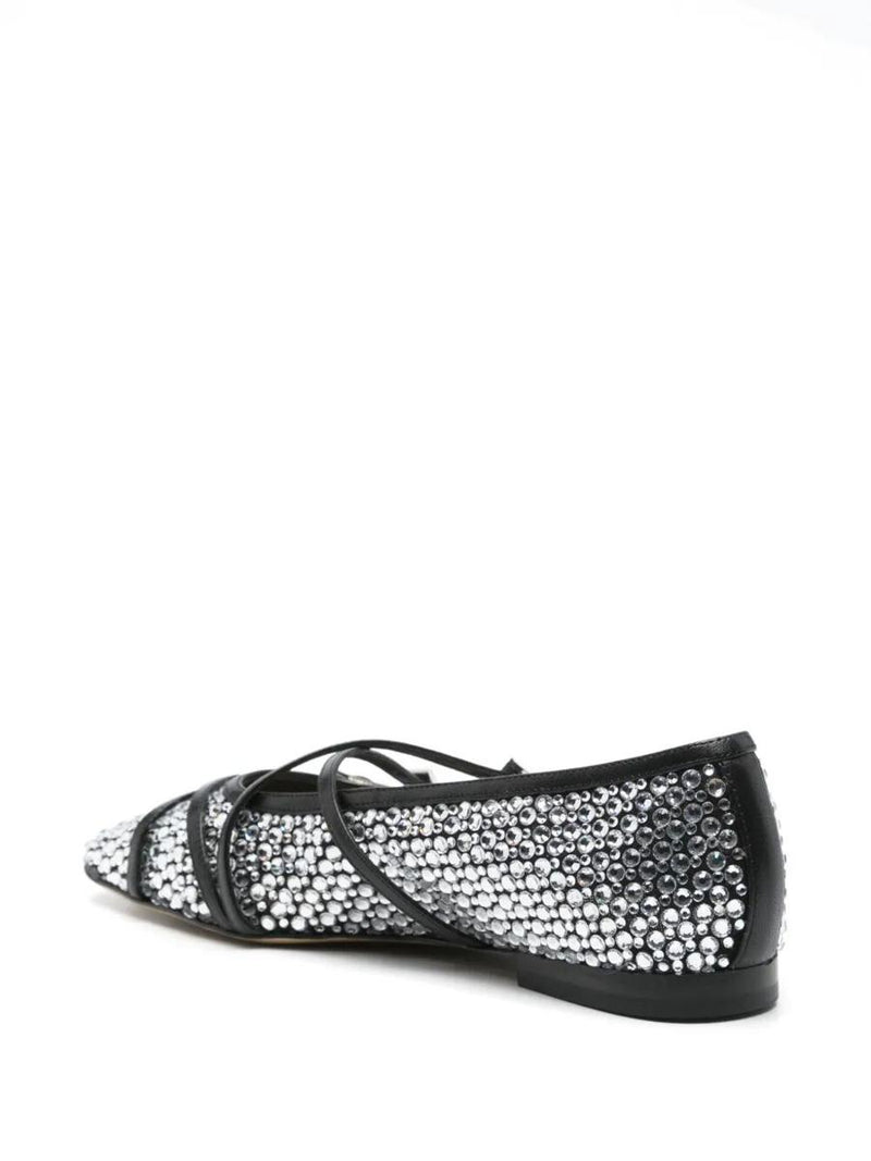 Mach & Mach Crystal Net Square Toe Ballerinas With Straps 10Mm Shoes
