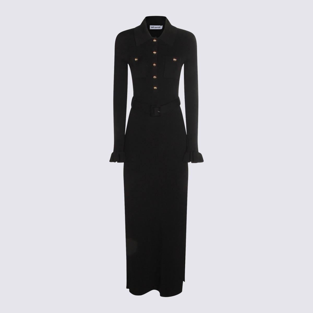 Self-Portrait Black Viscose Maxi Dress