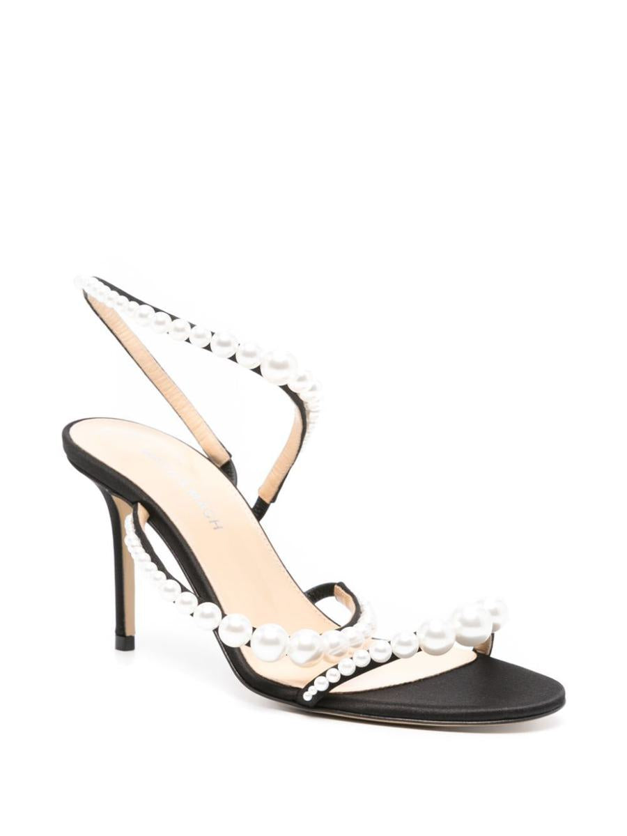 Mach & Mach Sirene Satin Round Toe Pearl Sandals Shoes