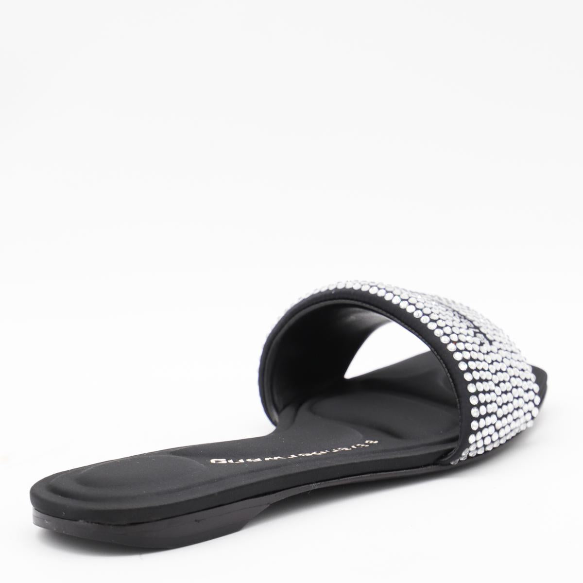 Alexander Wang Black And Silver Leather Sandals