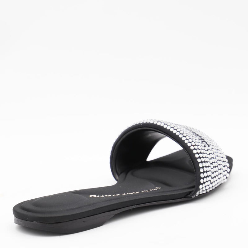 Alexander Wang Black And Silver Leather Sandals